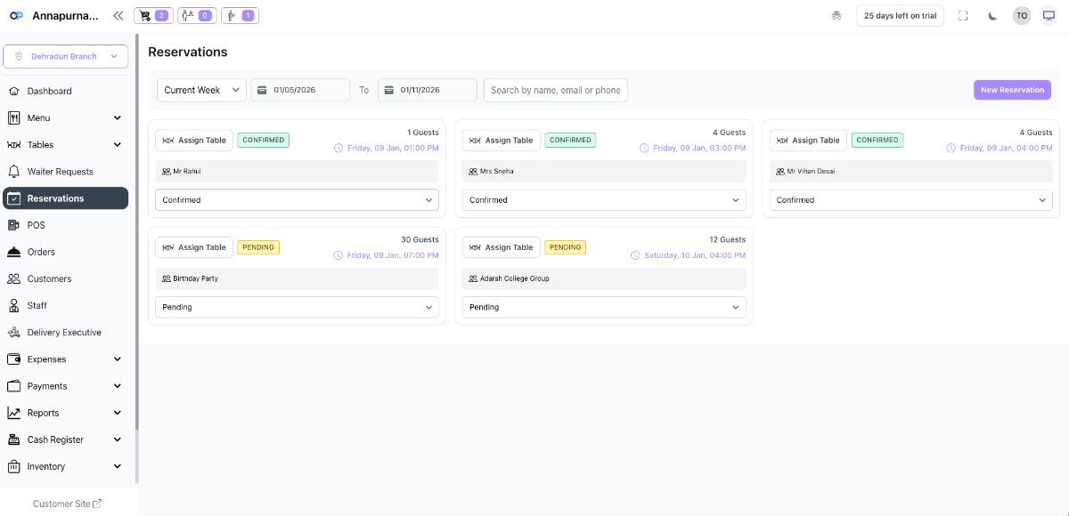 Reservation Interface